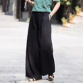 economico Pantaloni in lino e cotone semplici-Per donna Pantaloncini in cotone e lino Pantaloni ispirati al lino Pantaloni in cotone e lino Streetwear Casual Lunghezza intera Naturale Semplice Tasca Elastico in vita All&#039;aperto Confortevole