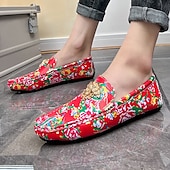 preiswerte Herrenpantoletten &amp; -slipper-Blaue Slipper für Herren mit Blumenmuster und Löwenkopf-Dekoration, stylische Mokassins, ideal für Freizeitausflüge, als Freizeitkleidung und für erholsame Ferien