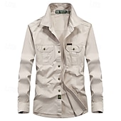 economico Camicie da lavoro da uomo-Per uomo Camicia Camicia Estiva Camicia casual Camicia con Bottoni Camicia cargo Nero Bianco Rosso Blu marino scuro Kaki Manica Lunga Semplice Colletto a Camicia Vacanza Camicia hawaiana Tasca