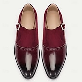 economico Formale-scarpe monk da uomo in pelle verniciata bordeaux con fibbia – eleganti scarpe da ballo per eventi formali