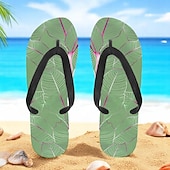 cheap Vacation Sandals-Men’s Blue Leaf Printed Flip Flops – Tropical &amp; Stylish Style for Beach Vacations, Island Hopping &amp; Beachside Dinners