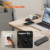 cheap Household Appliances-Flat Plug Surge Protector Power Strip with 5ft/10ft Extension Cord, 8 AC Outlets &amp; 4 USB Ports (2 USB-A, 2 USB-C)