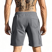 cheap Classic-Men&#039;s Cargo Shorts Shorts Summer Shorts Drawstring Elastic Waist Multi Pocket Plain Comfort Wearable Knee Length Outdoor Sport Daily Fashion Casual Black Red