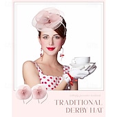 baratos Chapéus e Fascinators-chapéus fascinators para mulheres, elegantes chapéus derby com faixa de cabeça e presilha de cabelo para festa de casamento e noiva