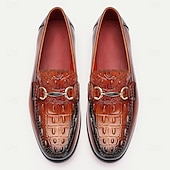 preiswerte Loafer aus hochwertigem Leder-Herren-Loafer aus braunem Leder mit Krokodilmuster und goldenen Details – Kentucky-Derby-Schuhe für formelle und halbformelle Anlässe