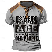 abordables Palabras divertidas-Hombre Es raro tener la misma edad Camiseta Henley Shirt Manga Corta Impresión 3D Moda Casual Estilo callejero Calle Deporte Casual Primavera verano Azul Piscina Verde Trébol Caqui Gris Henley