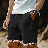economico retrò-Per uomo Shorts Shorts di Lino Pantaloncini Estivi Shorts da Spiaggia Tasca Coulisse Elastico in vita Semplice Comodità Traspirante Lunghezza al ginocchio Casuale Quotidiano Ferie Stile Etnico Retr