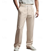 preiswerte Lose-Herren Anzughose Hose Freizeithose Kordelzug Elastischer Bund Gerader Schnitt Einfach Komfort Weich Volle Länge Outdoor Geschäft Täglich Mode Streetwear Hellkaki Weiß