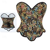 cheap Corset-Rococo Overbust Corset Masquerade Overbust Corset Cosplay Jacquard Tummy Control Push Up Jacquard Fancy Dress Women's Royal Masquerade Party Carnival of Venice Adults' Corset