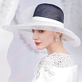 Χαμηλού Κόστους Καπέλα Γιορτής-Καπέλα Λινάρι Ίνα Κλος καπέλο Τύπου bucket Καπελίνα Γάμου Πάρτι Τσαγιού Κομψό Γάμος Με Φιόγκος Κόψιμο Ακουστικό Καπέλα