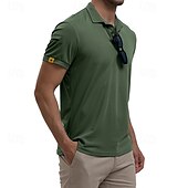 cheap Men&#039;s Classic Polo-Men&#039;s Golf Shirt Golf Polos Shirts Work Casual Lapel Short Sleeve Basic Modern Plain Patchwork Buttons Summer Regular Fit Blue Sky Blue Army Green Golf Shirt