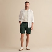 halpa Miesten Elite-paidat-miesten 100% pellavapaita nappikauluspaita vapaa-ajan paita yksivärinen muodollinen rento valkoinen vaaleanvihreä punainen tummansininen pitkähihainen turndown-paita kesä talvivaatteet vaatteet yksiväriset