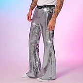 cheap Bottoms-Retro Vintage 1980s Bell Bottom Pants Disco Sequin Bootcut Men&#039;s Halloween Carnival Pride Parade Pride Month Adults&#039; Pants All Seasons