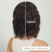economico Parrucche da festa-Parrucca Sintetica Ondulato Molto ondulata Riga centrale Asimmetrico Fatto a macchina Parrucca 14 pollici A1 Capelli Sintetici Per donna Classico Confortevole Capelli Evidenziati / Balayage Castano