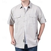 economico Camicie da lavoro da uomo-Per uomo Camicia Camicia Estiva Camicia casual Camicia con Bottoni Camicia cargo Blu Kaki Verde militare Beige Grigio Manica Corta Semplice Colletto a Camicia Vacanza Camicia hawaiana Tasca
