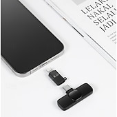 baratos acessórios de perfuração-Microfone de lapela sem fio para iPhone e Android, mini microfone USB-C com redução de ruído, perfeito para gravação, vlog, YouTube, TikTok, podcasts e vídeos de entrevistas