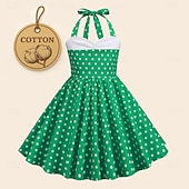 preiswerte Kleider-50er Jahre A-Linienkleid Retro Vintage 1950er Swingkleid Schlagkleid Mädchen Kinderkostüm Vintage Cosplay Freizeitkleid