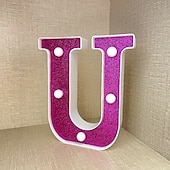 economico Luci decorative-Luci decorative con lettere viola da 16 cm, luci per feste, compleanno, Natale