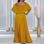 abordables Mariage Décontracté / de Jour-Robe A-Line robes de quinceanera élégante robe mariage invitée de mariage longueur sol manches courtes épaules dénudées polyester sans dos avec plis