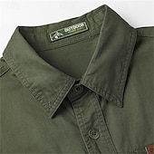 cheap Men&#039;s Work Shirts-Men&#039;s Shirt Summer Shirt Casual Shirt Button Up Shirt Cargo Shirt Black White Red khaki Dark Blue Long Sleeve Plain Shirt Collar Vacation Hawaiian Pocket Clothing Apparel 100% Cotton Fashion Casual