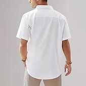 preiswerte Baumwoll-Leinenhemd-Herren Baumwoll-Leinen-Hemd Einfach Urlaub Schwarz Weiß Himmelblau Khaki Kurzarm Großvaterkragen Sommer Bekleidung
