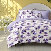 billiga 100% bomull-Blommor Duvet Set 100% Bomull Mjuk och Andningsbar Sängkläder Med Färgglada Blommor Lätt och Hållbar Täcke Bekväm för Alla Säsonger Lätt att Ta Hand Om