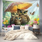preiswerte tierische Wandteppiche-Tier Eulen Hängender Wandteppich Wandkunst Großes Wandteppich Wanddekoration Fotografie Hintergrund Deckenvorhang für Zuhause Schlafzimmer Wohnzimmer Dekoration