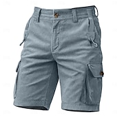 preiswerte Klassiker-Herren Cargo-Shorts Cordhose Shorts Freizeitshorts Wander-Shorts Elastischer Bund Mehrere Taschen Gerader Schnitt Einfach Komfort Atmungsaktiv Knielang Outdoor Lässig Täglich Urlaub Mode Schwarz Blau