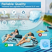 abordables Piscinas, Jacuzzis &amp; Suministros-Sillón flotante inflable para piscina doble, para 2 personas, con respaldo grande, de PVC resistente, con portavasos, resistente a los rayos UV y a las perforaciones, con capacidad de almacenamiento