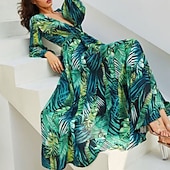 economico Abiti eleganti floreali-Per donna Abito Lungo Maxi Abito Abito Floreale Moda All&#039;aperto Data Uscire Vestibilità regolare Fiore Senza Maniche Scollo a V Giallo Blu marino Blu Fucsia Estate