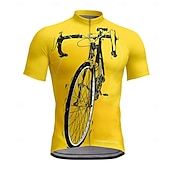 cheap Men&#039;s Jerseys-Men&#039;s Cycling Jersey Short Sleeve Bike Tee Tshirt Top with 3 Rear Pockets UV Resistant Breathable Quick Dry Front Zipper Yellow Blue Orange Sports Clothing Apparel