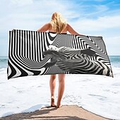 economico set di asciugamani da spiaggia-telo mare stampato, telo mare leggero e anti-sabbia ad asciugatura rapida, ideale per viaggi, piscina e uso all&#039;aperto