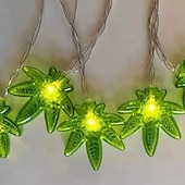 economico Strisce LED-Catena luminosa a forma di foglia verde a LED, 1,5 m, 10 LED, alimentata a batteria, per Natale, San Valentino, camera da letto, festa, matrimonio, ringraziamento, festa della mamma, decorazione