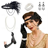 levne Příslušenství a další-20. léta 20. století Velký Gatsby Bubenová čelenka Doplňky do vlasů Náušnice Velký Gatsby Flitry Retro Módní Bez límce Dámské předvečer Všech svatých Karneval Plesová maškaráda Párty Plesov
