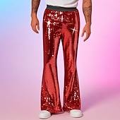 cheap Bottoms-Retro Vintage 1980s Bell Bottom Pants Disco Sequin Bootcut Men&#039;s Halloween Carnival Pride Parade Pride Month Adults&#039; Pants All Seasons