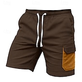 baratos Clássico-Homens Bermuda Cargo Calças de Veludo Shorts de acampamento Calção Shorts de praia Com Cordão Cintura elástica Bolso multi Bloco de cor Tecido Conforto Macio Comprimento do joelho Ao ar livre Casual