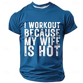 economico Magliette divertenti da uomo-Maglietta grafica divertente per uomini 'Mi alleno perché mia moglie è attraente' umorismo da marito