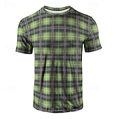 cheap Men&#039;s Casual T-shirts-Men&#039;s T Shirt Henley Shirt Tee Short Sleeve Shirt Short Sleeve Crewneck Summer Plaid / Check Fashion Designer Basic Check Pattern Vacation Street Going out Sky Blue+Silver Yellow Red Top Tee for Men