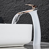 abordables Robinets de lavabo-Robinet de lavabo - Cascade Électroplaqué / Finitions peintes Ensemble central Poignée unique à un trouBath Taps