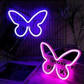 billiga Dekorativa ljus-fjäril neonskyltar led ljus 3aa batteridriven usb-driven vägg neonljus dekor fjäril väggkonst för jul hem sovrum födelsedagsfest dekoration