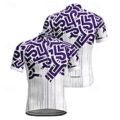 abordables Maillots pour hommes-Men's Cycling Jersey Geometric Short Sleeve Bike Tee Tshirt Jersey with 3 Rear Pockets Mountain Bike MTB Quick Dry Anatomic Design Wicking Breathable Sports Wine Red Black Blue Clothing Apparel