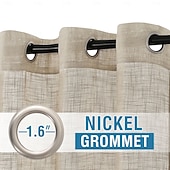 cheap Curtains &amp; Drapes-Linen Curtains Linen Looking Curtains for Living Room Burlap Linen Textured Light Filtering Nickel Grommet Curtains Bedroom Curtains 2 Panel Sets Privacy Added