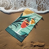 abordables juegos de toallas de playa-Toalla de playa estampada, manta de playa ligera, de secado rápido y sin arena, ideal para viajes, piscina y uso al aire libre.