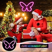 billiga Dekorativa ljus-fjäril neonskyltar led ljus 3aa batteridriven usb-driven vägg neonljus dekor fjäril väggkonst för jul hem sovrum födelsedagsfest dekoration