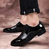 baratos Formal-sapatos oxford masculinos de couro envernizado preto e marrom – sapatos elegantes para banquetes e bailes de formatura para eventos formais