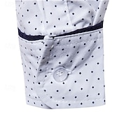 preiswerte Herrenhemd zum Knöpfen-Herren Hemd Sommerhemd Freizeithemd Strandhemd Knopfhemd Weiß Marineblau Langarm Punkte Revers Urlaub Hawaiianisch Button-Down Bekleidung Polyester Mode Lässig Bequem