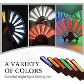 お買い得  イベントとパーティー用品-ブーツオングラウンドファン、パーティー用LEDハンドファン、折りたたみ式の女性用ラインクラッキングダンス用ライトアップファン、ラインダンスポッピングファン、ハンドファンの光るステージパフォーマンス、誕生日の結婚式の装飾