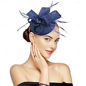 tanie Fascynatory i kapelusze-Stroik Sinamay Kapelusz Fedora Ślub Wieczorna impreza Herbaciane przyjęcie Wyścigi konne koktajl Zabytkowe Śłodkie Z Pióro Kwiaty Winieta Nakrycia Głowy