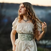 economico Vestiti-Retrò Vintage Medievale Rinascimento Camicia da notte Abito celtico Abito ispirato alla Reggenza Fiera del Ren Vichingo Elfico Per donna Celtico Costumi da pirata Fantasia Halloween Carnevale