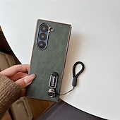 levne Pouzdra pro Samsung-telefon Carcasă Pro Samsung Galaxy Z Fold 6 Z Fold 5 Z Fold 4 Z Fold 3 Zadní kryt s Lanyardem Nárazuvzdorné Retro PC PU kůže